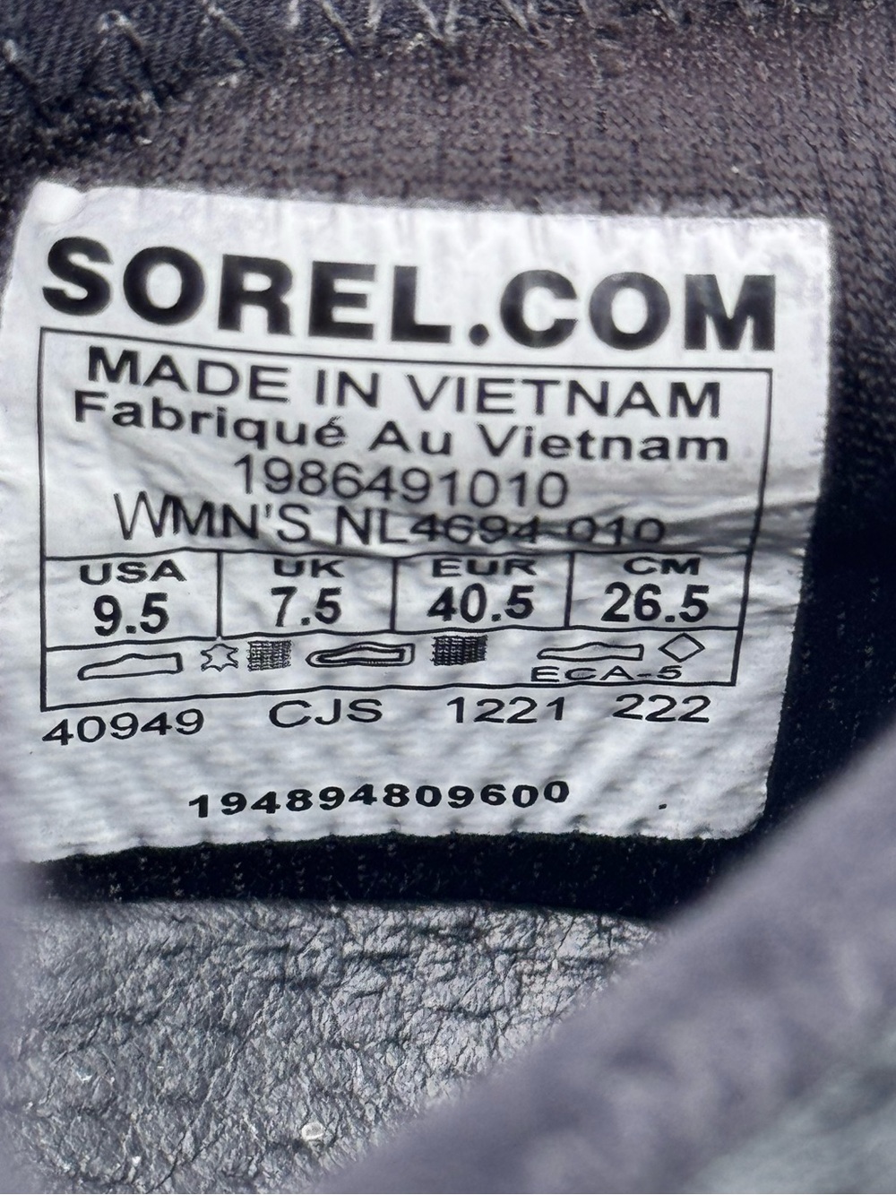 Sorel Men's Black Knit Lace-Up Sneakers with Cream Soles and Yellow Pull Tabs - Picture 6 of 7